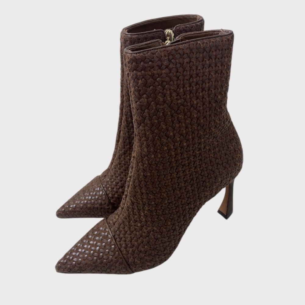 Alexandre Birman NEW Brown Woven Leather Myra Ankle Boots Size 36 1/2 - Picture 3 of 8